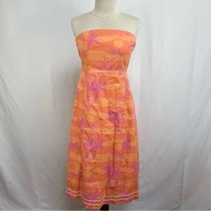 Lily Pulitzer White Label Sabrina Sunset Flamingo Print Dress Orange. Size 8.